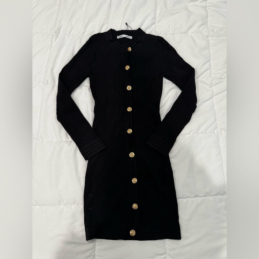 ZARA / Small / Knit Button down dress / Black